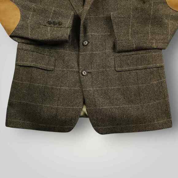 Evan Picone Blazer Sport Coat 40R Mens Vtg Classic Fit Wool Elbow Patch Brown - Picture 8 of 10